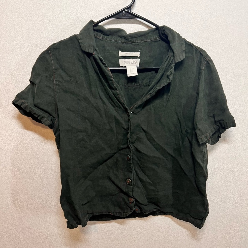 Rachel Zoe Olive Linen Blouse